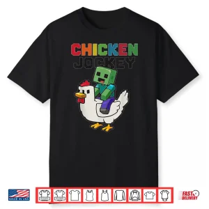 Vintage Chicken Jockey Zombie Pixel Art Zombie Gamerr Shirt