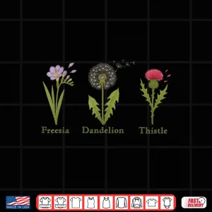 Design Vintage Subtle Flowers Freesia Dandelion Thistle Shirt 4