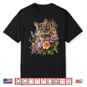 Cat Flower Floral Cute Kitten Graphic Shirt