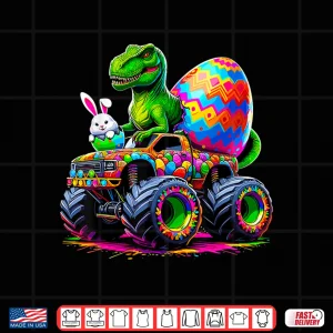 Design Easter Day Bunny Monster Truck Eggs Dinosaur Rabbit Shirt 1