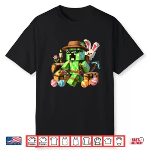 Happy Easter Shirt Bunny Egg Easter Day Video Game Pixel Shirt