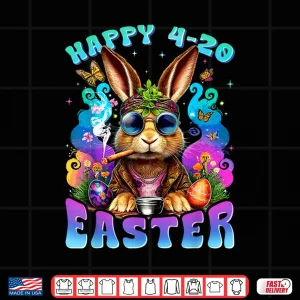 Design Happy 420 Easter Bunny Smoking Weed Funny Shirt 1