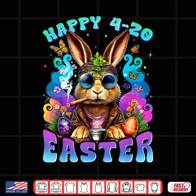 Design Happy 420 Easter Bunny Smoking Weed Funny Shirt 1