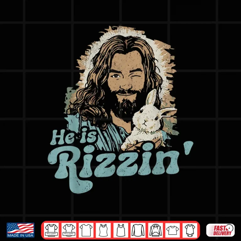 Design He Is Rizzin Funny Cute Jesus Bunny Easter Christian Shirt 1