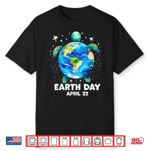 Earth Day 2025 Restore Earth Sea Turtle Art Save The Planet Shirt
