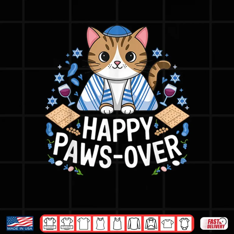 Design Happy Pawsover Cat Lover Funny Cat Passover Seder Jewish Shirt