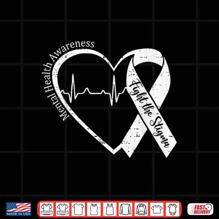 Design Mental Health Awareness Fight the Stigma Heart Green Ribbon Shirt