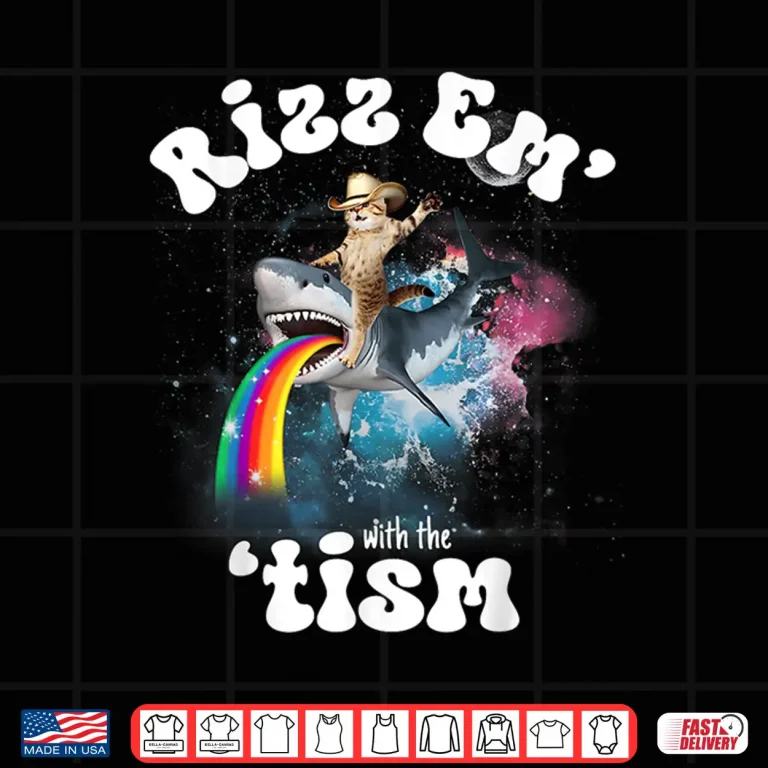 Design Rizz Em With The Tism Funny Meme Y2K Cat Autism Awareness Shirt