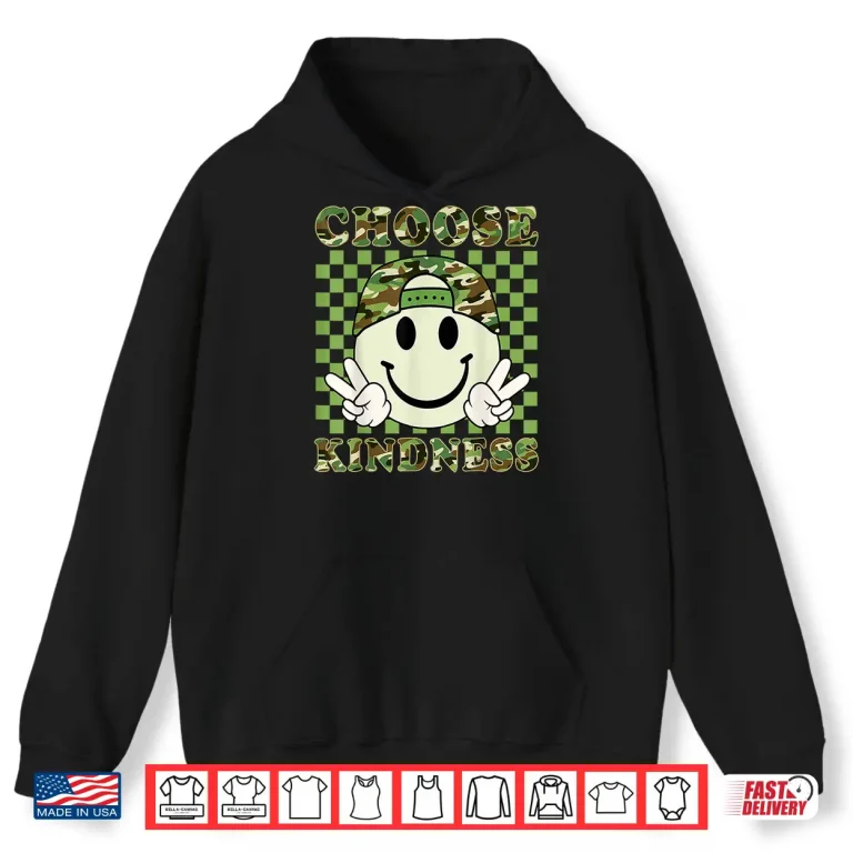 Hoodie Choose Kindness Camo Be Kind Inspirational Kids Boy Positive Shirt 1