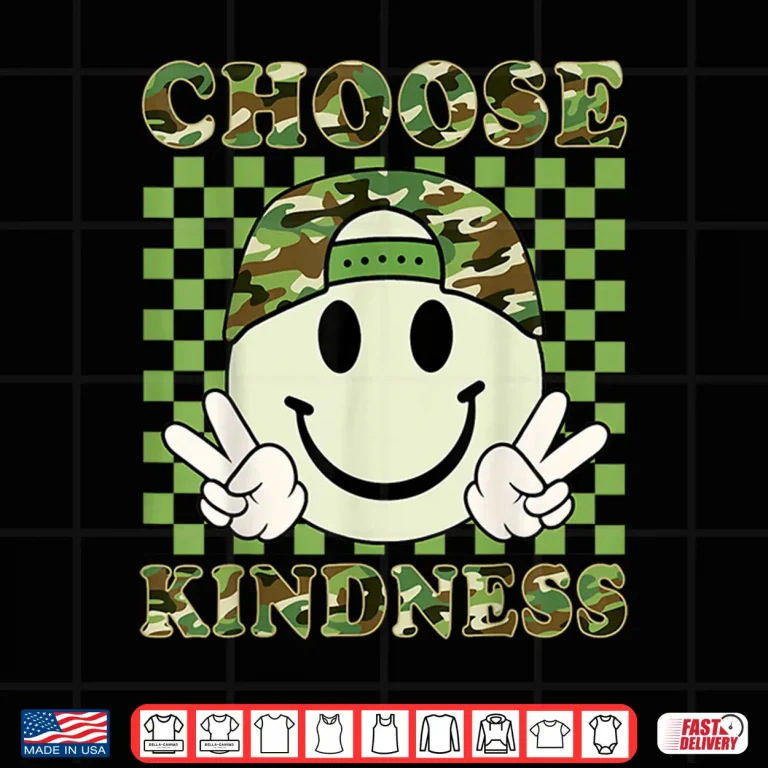 Design Choose Kindness Camo Be Kind Inspirational Kids Boy Positive Shirt 1