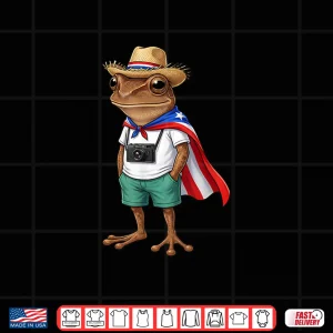 Design Puerto Rico Coqui Frog Boricua Flag Cape Pava Hat Shirt 1