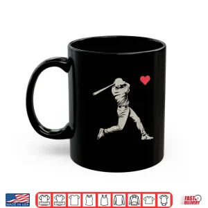 Mug Valentines Day Baseball Batter Silhouette Heart Men Boy Kids Shirt 1