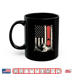 Mug Vintage Snowboard Mountain American Flag Design Shirt 1