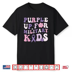 Purple Up For Military Kids Groovy Military Child Month Shirt