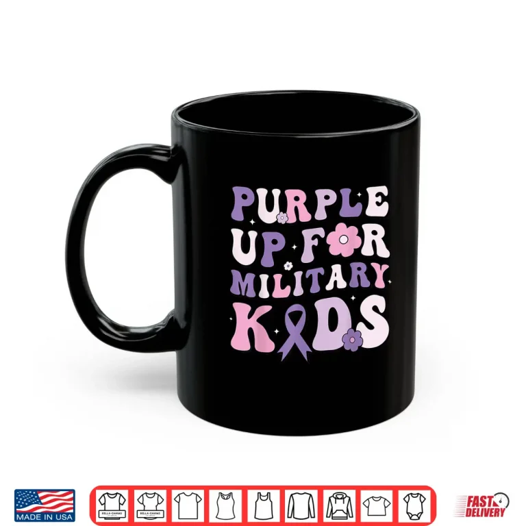 Mug Purple Up For Military Kids Groovy Military Child Month Shirt