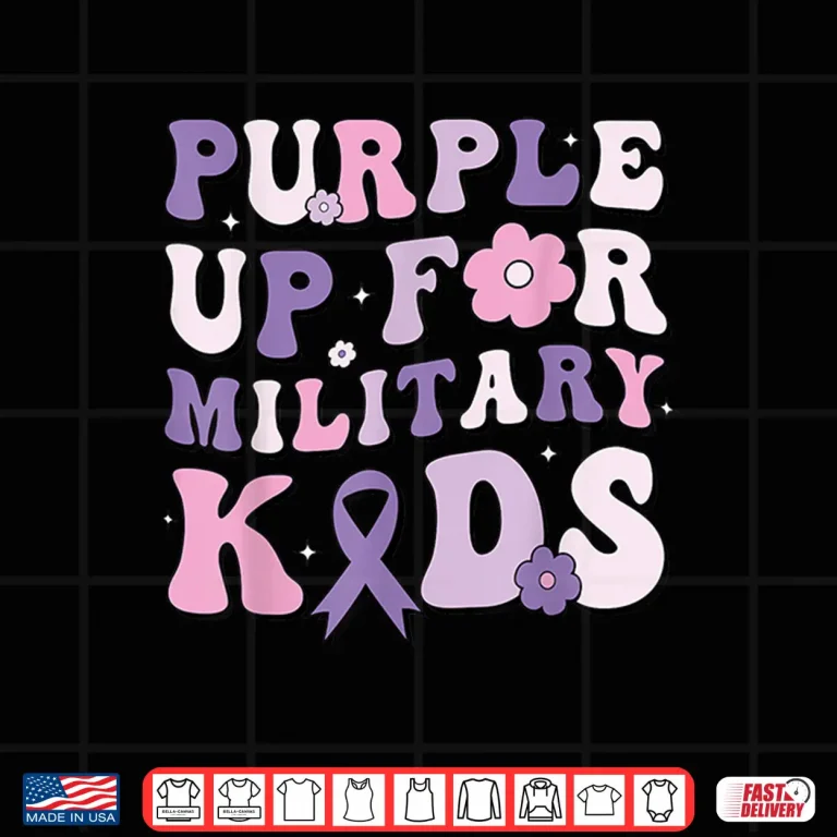 Design Purple Up For Military Kids Groovy Military Child Month Shirt
