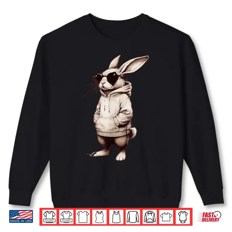 Sweatshirt Bunny Face With Sunglasses Easter Day Shirt