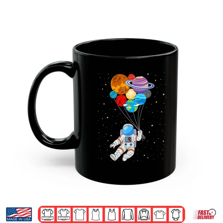 Mug Astronaut Holding Planet Space Art for Boys Girls STEM Shirt
