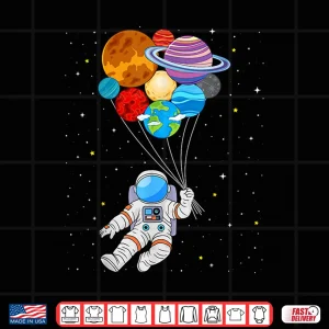 Design Astronaut Holding Planet Space Art for Boys Girls STEM Shirt