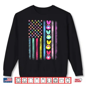 Sweatshirt Cute Bunny and Easter Egg American Flag Funny Shirt