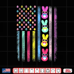 Design Cute Bunny and Easter Egg American Flag Funny Shirt