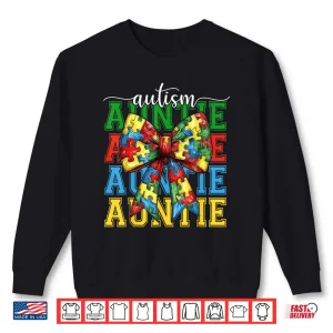 Sweatshirt Autism Auntie Puzzle Coquette Bow Autism Awareness Aunt Shirt