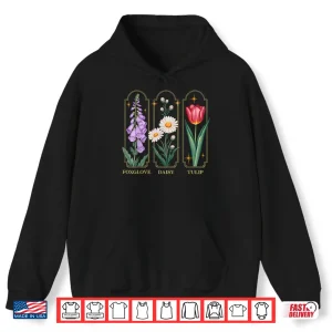 Hoodie Foxglove Daisy Tulip Floral Shirt