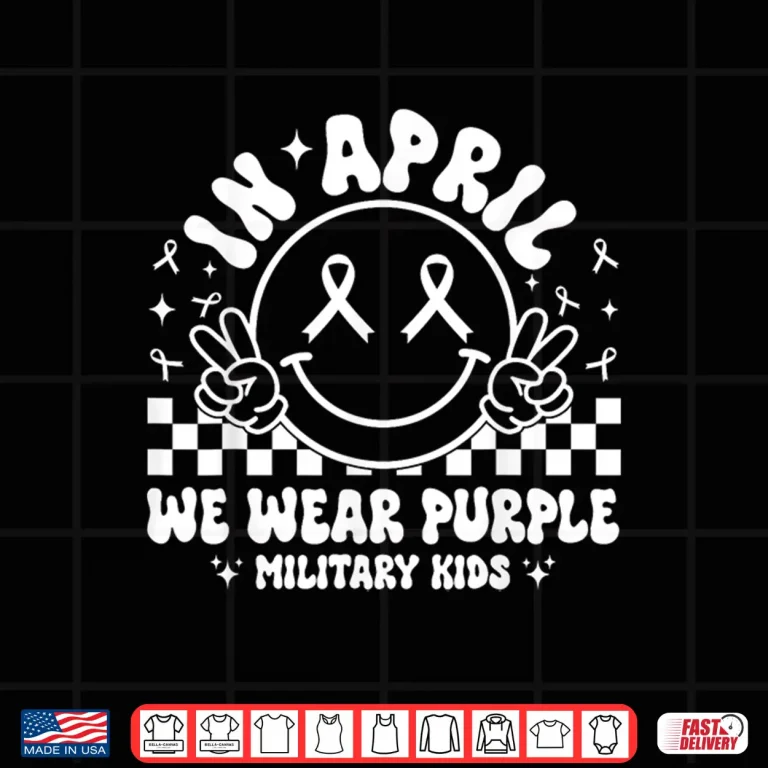 Design In April We Wear Purple Military Kids Military Child Month Shirt