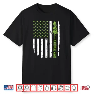 Us American Flag With Pine Tree For Protect National Parks Shirt