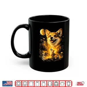 Mug Funny Corgi Howling At The Moon Vintage Mystical Dog Art Shirt