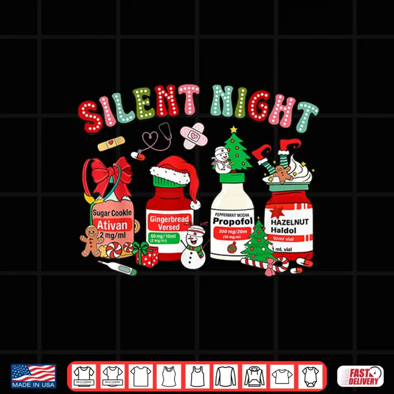 Design Propofol Silent Night Icu Nurses Funny Christmas Shirt