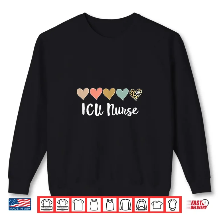 Sweatshirt Icu Nurse WomaenS Leopard Heart Critical Care Nurses Shirt 1