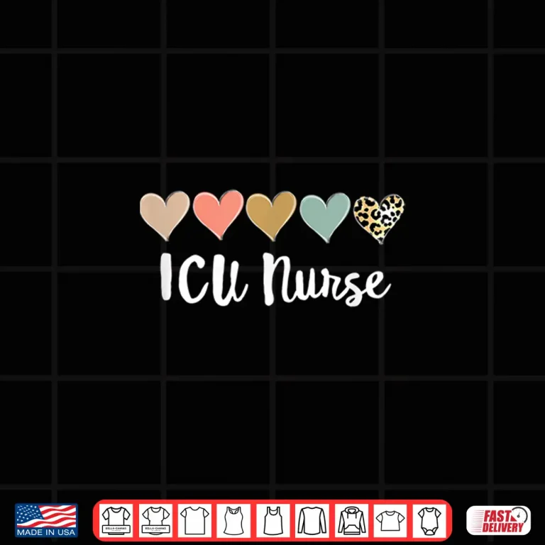 Design Icu Nurse WomaenS Leopard Heart Critical Care Nurses Shirt 1