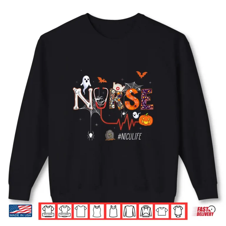 Sweatshirt Nicu Nurse Stethoscope Pumpkin Halloween Neonatal Icu Nurses Shirt 1