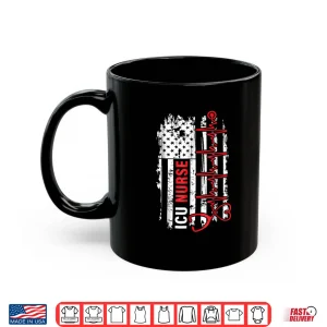 Mug Nurse American Flag Heartbeat Shirt For Icu Nurses 1