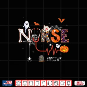 Design Nicu Nurse Stethoscope Pumpkin Halloween Neonatal Icu Nurses Shirt 1