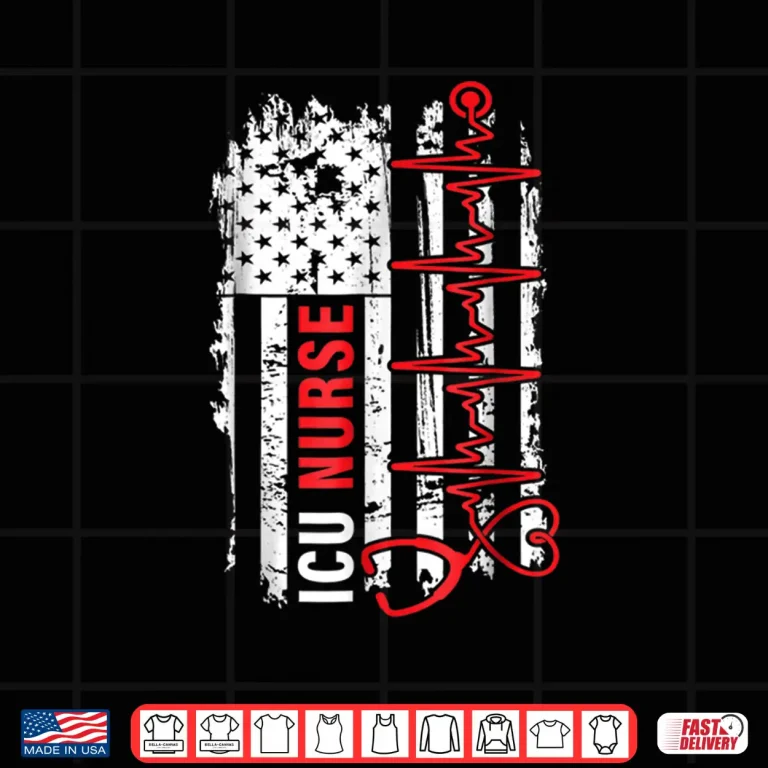 Design Nurse American Flag Heartbeat Shirt For Icu Nurses 1
