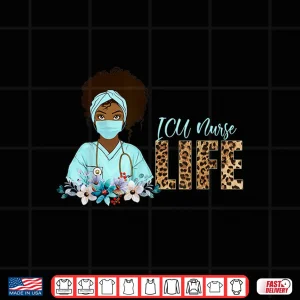 Design Proud Black Icu Nurse Life Melanin Leopard Nurses Week Shirt 1