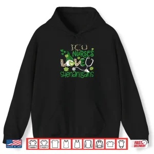 Hoodie Womens Icu Nurses Love Shenanigans St Patricks Day Gnome Leopard Shirt 1