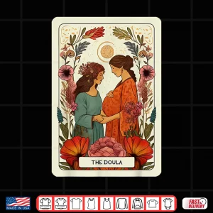 Design Boho Floral Tarot Card Doula Midwife Birth Worker LD Nurse Shirt 1