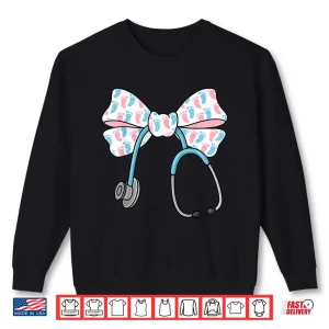 Sweatshirt Cute Labor And Delivery Nurse Bow Stethoscope Coquette LD Shirt 1