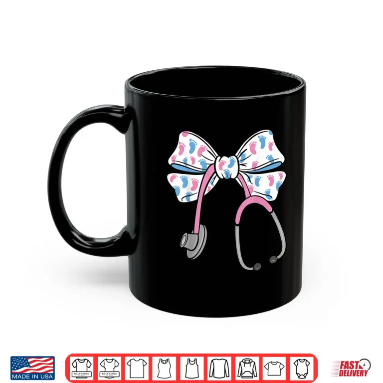 Mug Cute Coquette Bow Stethoscope LD Labor And Delivery Nurse Shirt 1