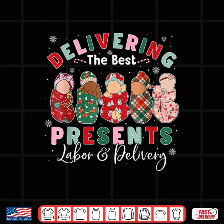 Design Delivering The Best Presents Labor Delivery Nurse Christmas Shirt 1
