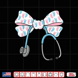 Design Cute Labor And Delivery Nurse Bow Stethoscope Coquette LD Shirt 1