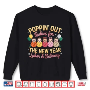 Sweatshirt Groovy Happy New Year Labor And Delivery LD Nurse Fireworks Shirt 1