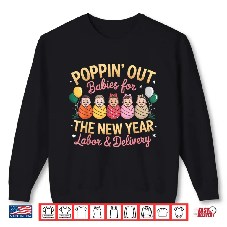Groovy Happy New Year Labor And Delivery L&D Nurse Fireworks Shirt 2 Sweatshirt Groovy Happy New Year Labor And Delivery LD Nurse Fireworks Shirt 1