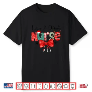 Labor & Delivery Nurse Stethoscope & Bow L&D Nurse Christmas Shirt
