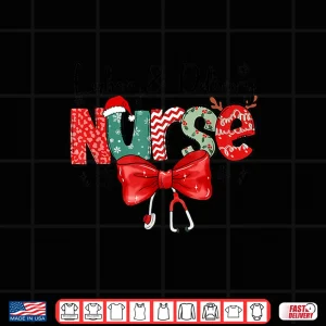 Design Labor Delivery Nurse Stethoscope Bow LD Nurse Christmas Shirt 1