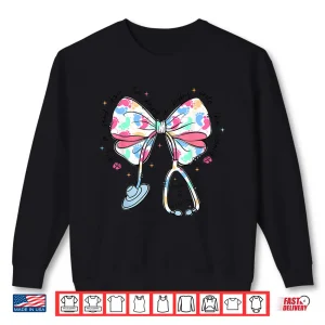 Sweatshirt Labor And Delivery Nicu Nurse Life Coquette Bow Stethoscope Shirt 1