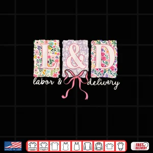 Design Labor And Delivery Nurse Spring Coquette Bow LD Nurse Shirt 1